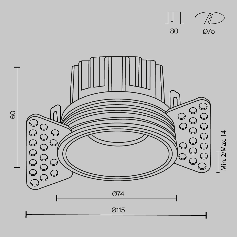 Встраиваемый светильник Technical DL058-12W2.7K-TRS-W