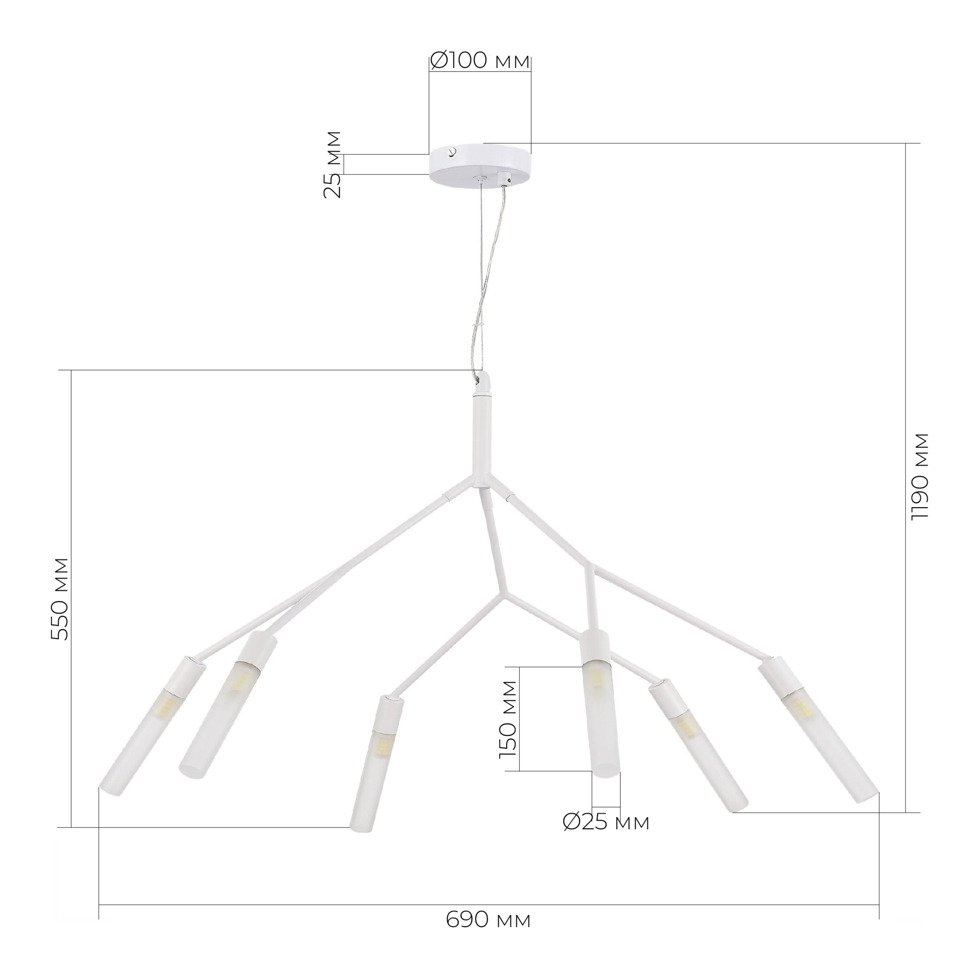 SLE1129-503-06 Светильник подвесной Белый/Белый G9 6*5W KAITO