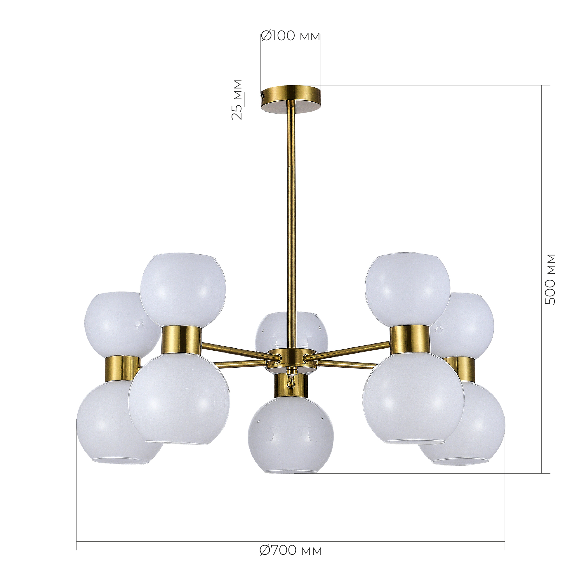 SLE1138-302-10 Светильник потолочный Латунь/Белый E27 10*60W THONET
