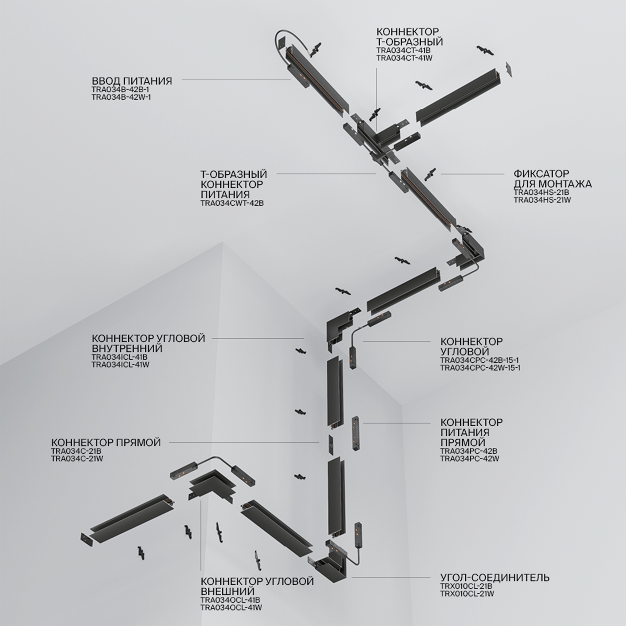 Шинопровод накладной/подвесной Technical TRX034-411B