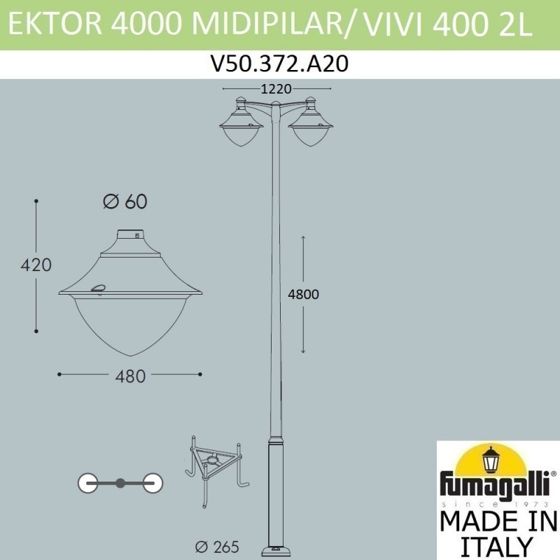 Садово-парковый светильник Fumagalli V50.372.A20.LXH27