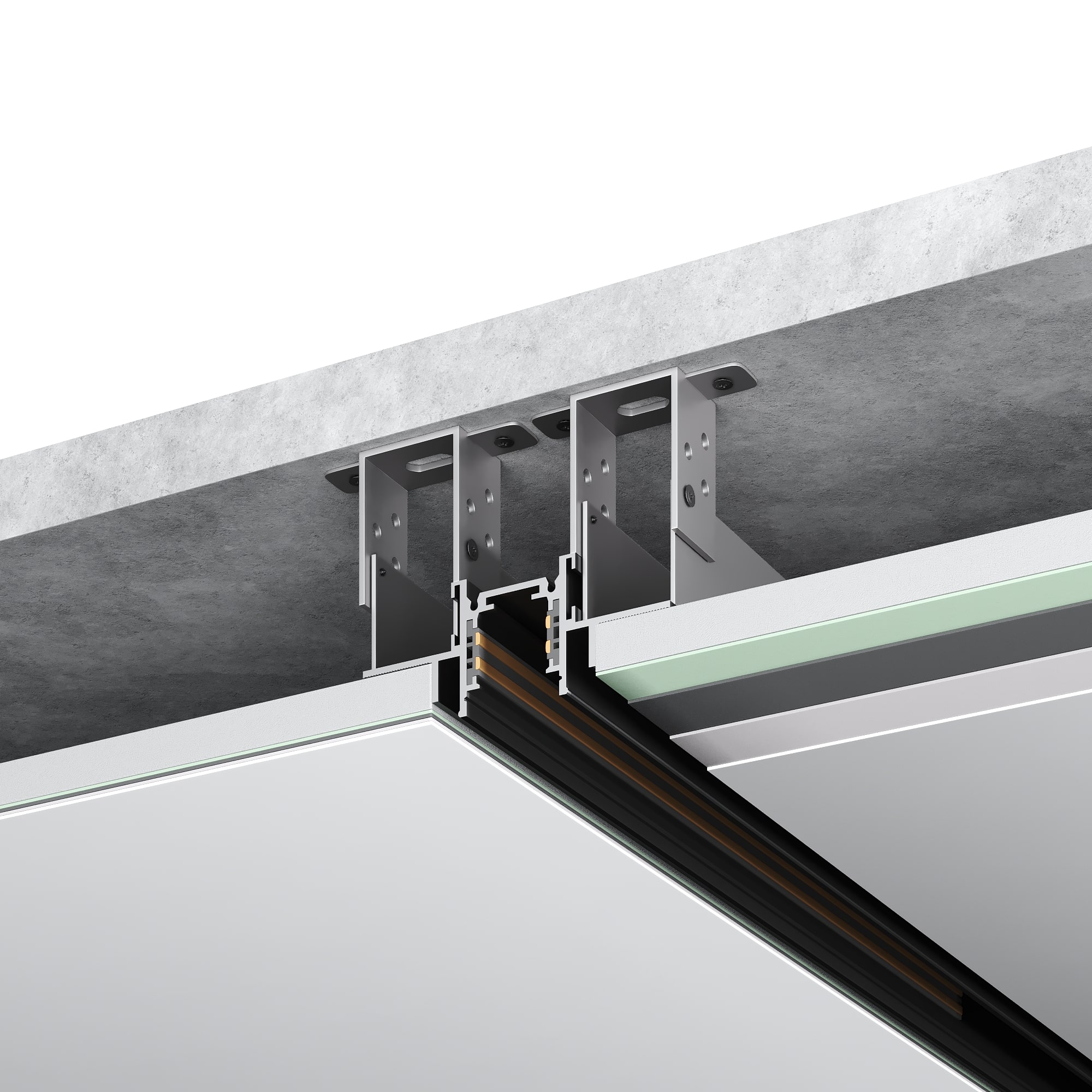 ST1004.429.12 Шинопровод магнитный встраиваемый под ГКЛ 12мм ST-Luce Черный L2000мм(заглушки в комп) SKYLINE 48+