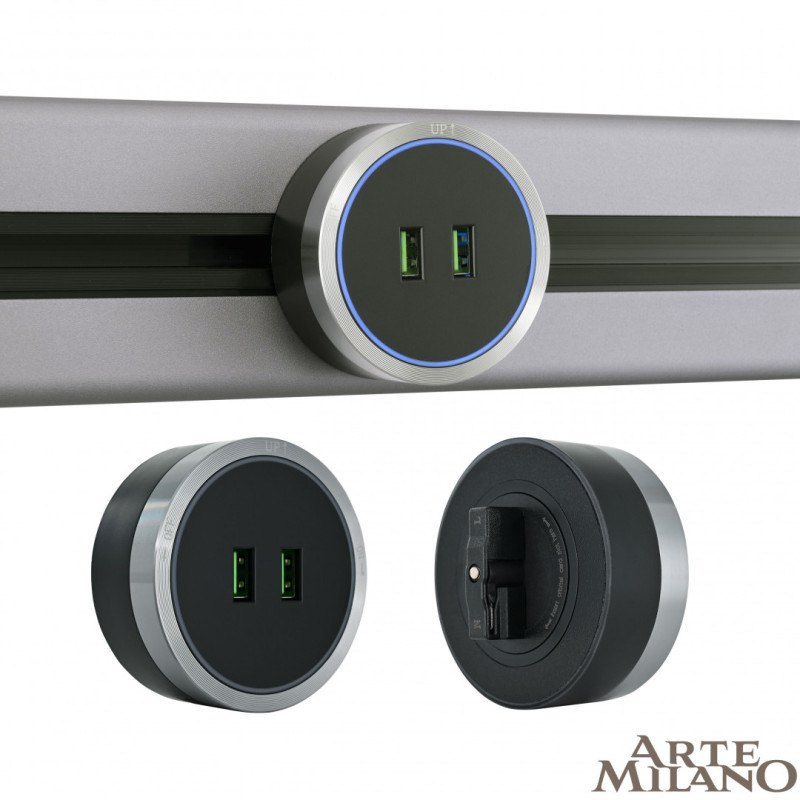 Трековая система розеток Arte Milano 380066TS LED/USBx2 Grey