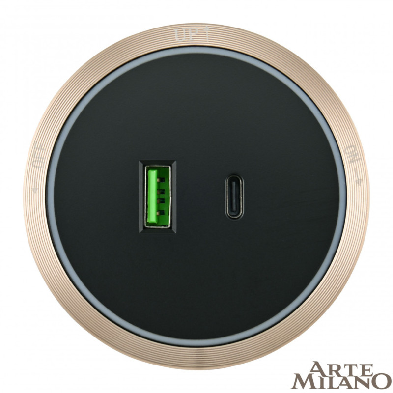 Трековая система розеток Arte Milano 380066TS LED/USB-Type-C Gold