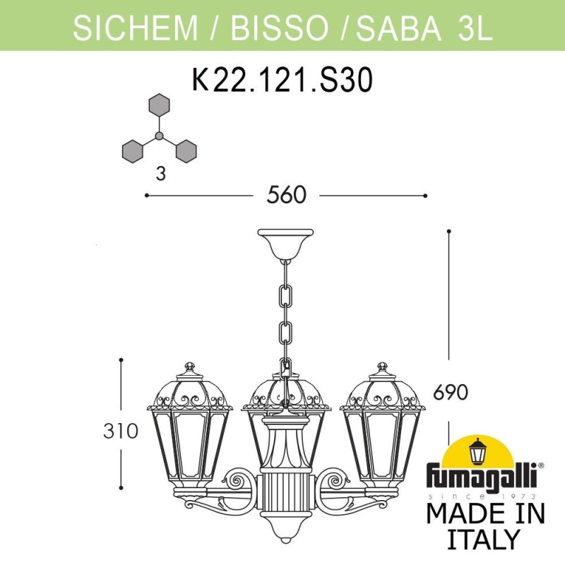 Подвесной уличный светильник Fumagalli K22.120.S30.VXF1R
