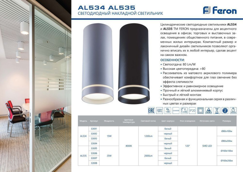Накладной светильник Feron 32698