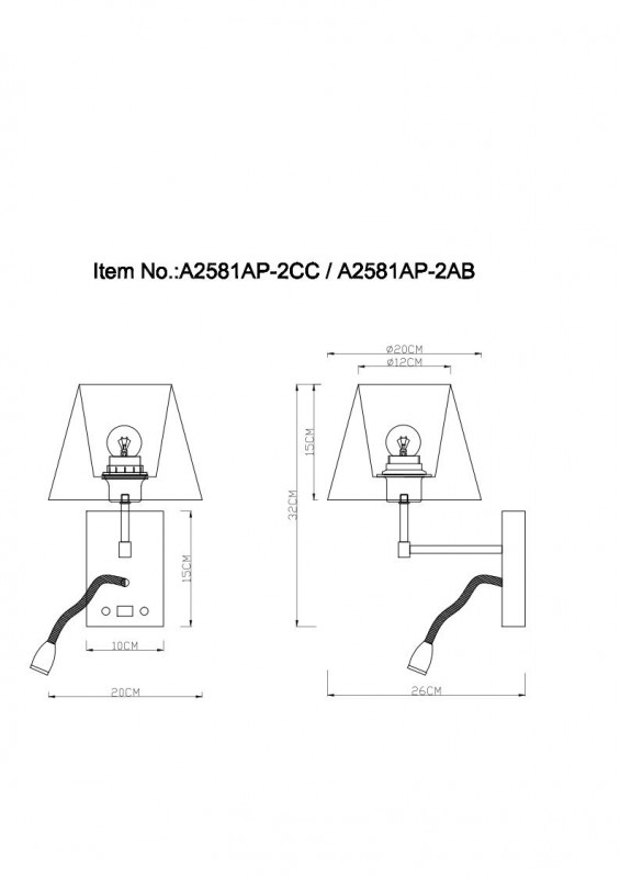 Бра ARTE Lamp A2581AP-2AB