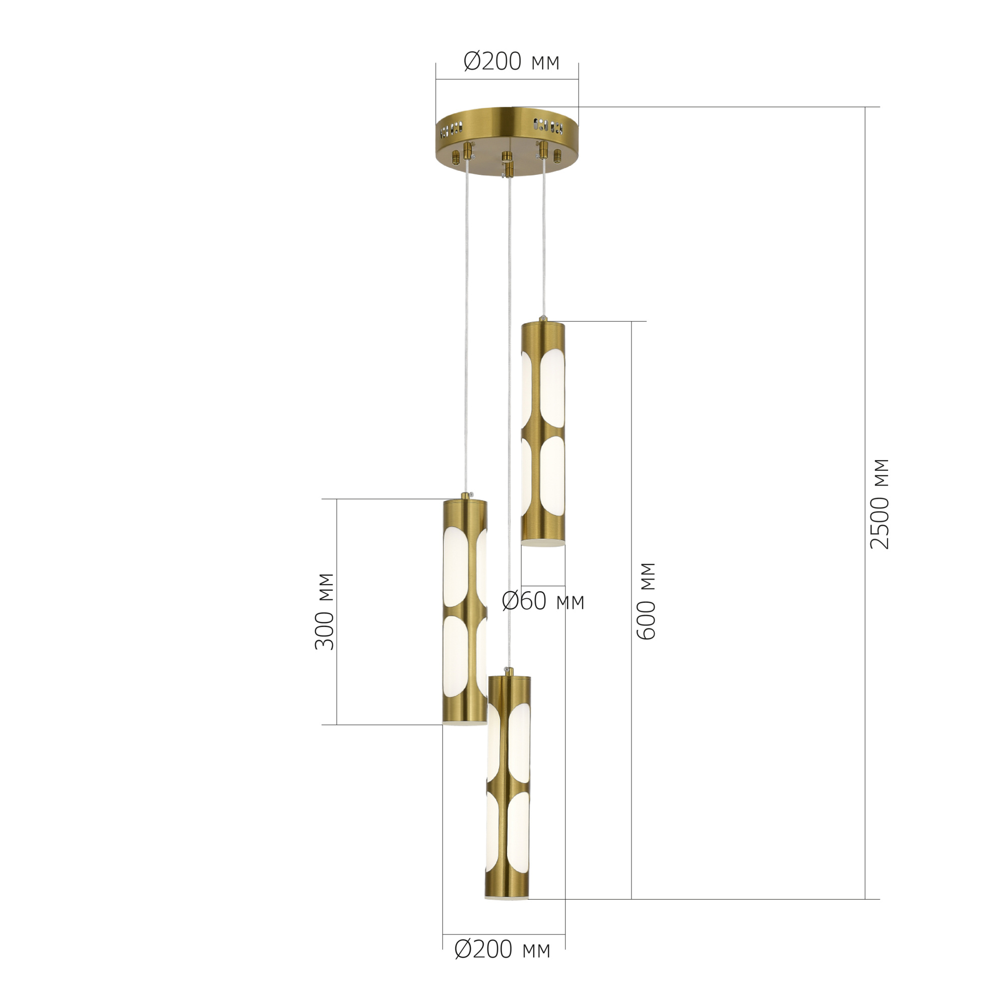 SL6237.303.03 Светильник подвесной ST-Luce латунь/белый LED 3*6W 4000K DALLAMOS