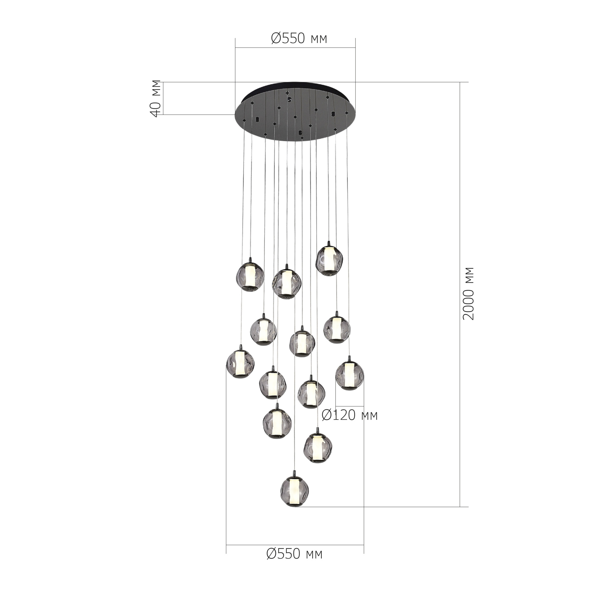 SL6520.403.13 Светильник подвесной ST-Luce черный жемчуг/прозрачно-дымчатый LED 1*65W 4000K HELMI